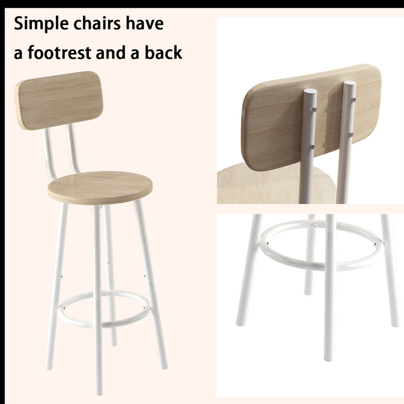 17 Stories Varville 3Piece Bar Table Set for 2, Small 2Tier Round